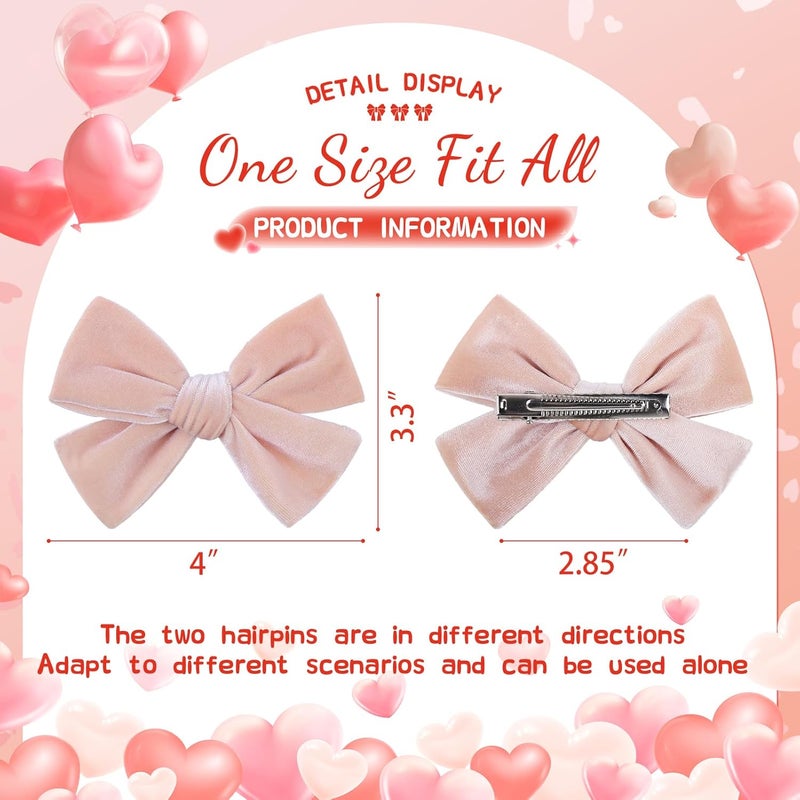 ONENINEDREAM Velvet Hair Bows Alligator Clips for Girls Pink Bow Clip for Hair Bowknot Alligator Barrettes Baby Girls Hair Accessories Pink Bows Toddlers Kids - Image 4